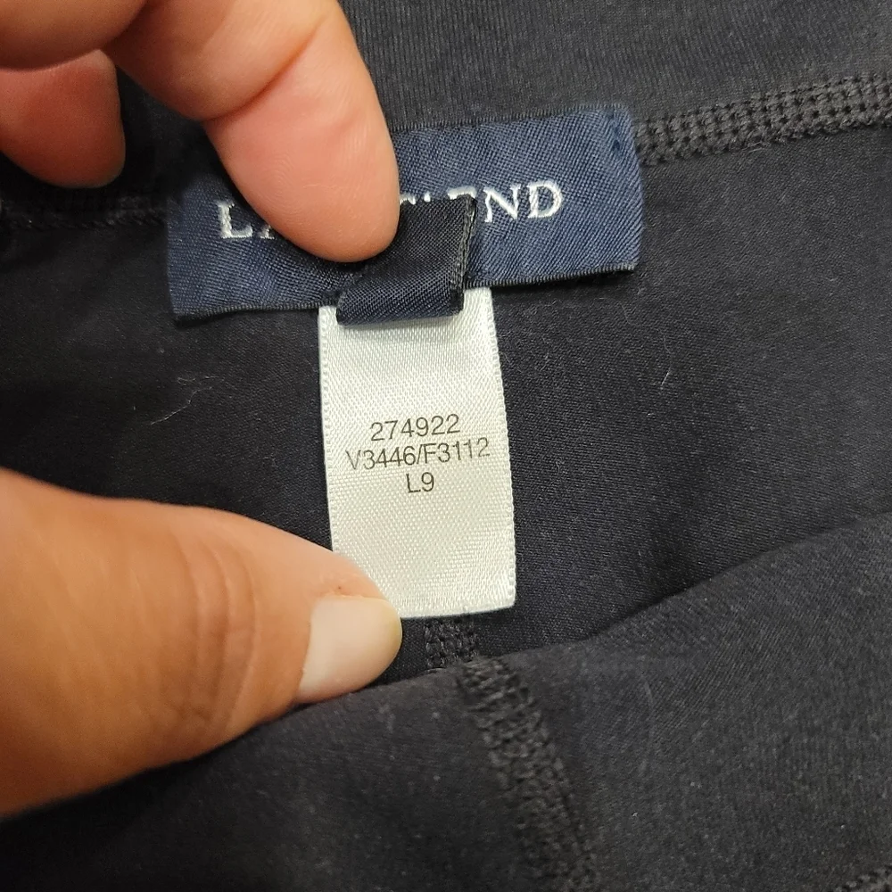 Lands' End Colorblock Blue Gray Pink Leggings - L